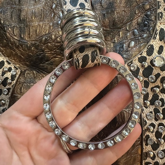 Brown and Tan Shoulder Bag with Cheetah Print and Leather - Picture 2 of 9